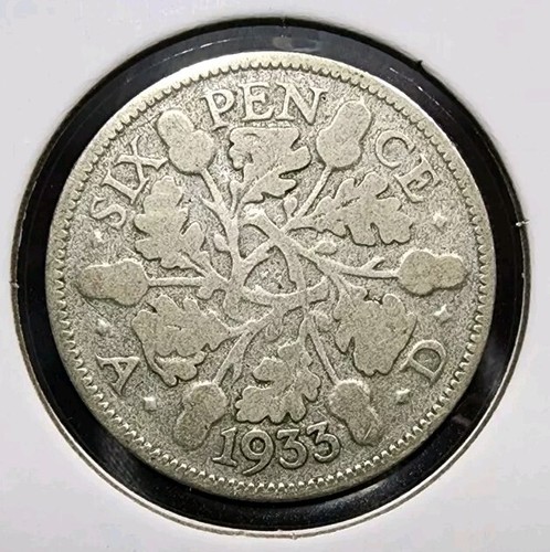 1933 Great Britain ๐ฌ๐ง 6 Pence World Silver Sixpence Coin KM 832 In Mylar Flip!