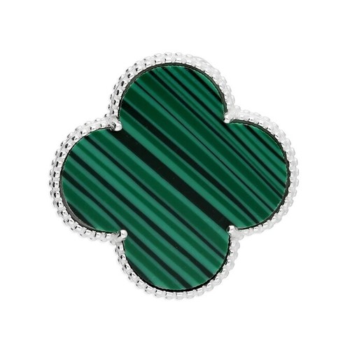 Malachite Quadrifoglio Ciondolo Argento Sterling 925 Marchiato Tutti Catena - Foto 1 di 3