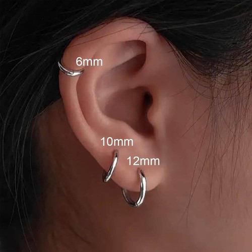 5Pairs Hoop Earrings Surgical Steel Sleeper Cartilage Huggie Piercing Jewellery - Picture 11 of 18