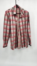 Gianni Versace Jeans Couture Men's Plaid Button Up Shirt Red Gray Size L Large