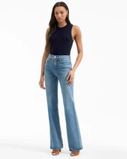 NWT $348 Veronica Beard Crosbie Slim Wide-Leg Jeans in Ripple Haze
