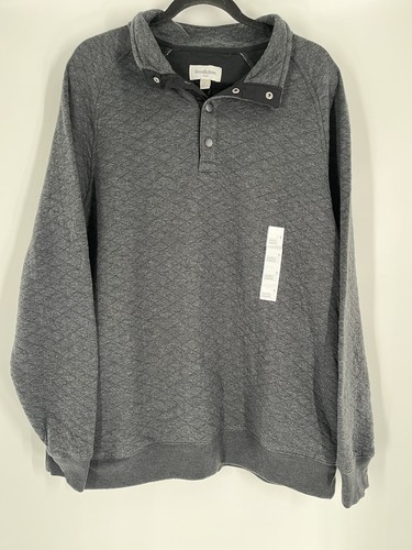 GOODFELLOW & CO men's NWT pullover snap sweater size L dark gray long sleeve - Picture 2 of 12