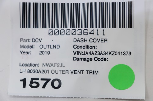 2019 MITSUBISHI OUTLANDER Dash Bezel 8030a201 8030a219 8002c932xa - Picture 10 of 10