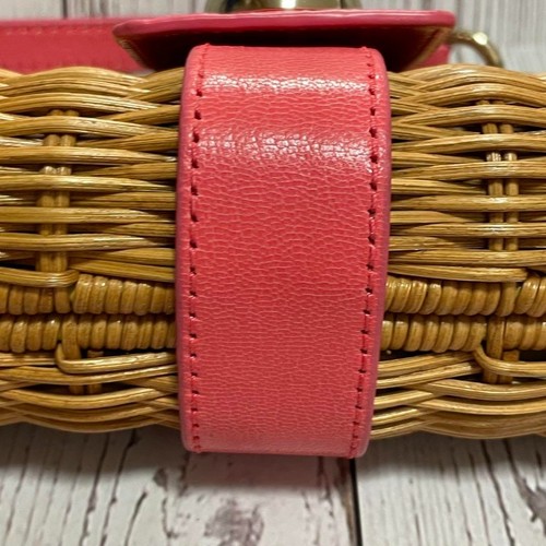 Kate Spade Pink Woven Straw Mini Shoulder Bag Crossbody Summer Purse Handbag - Picture 8 of 11