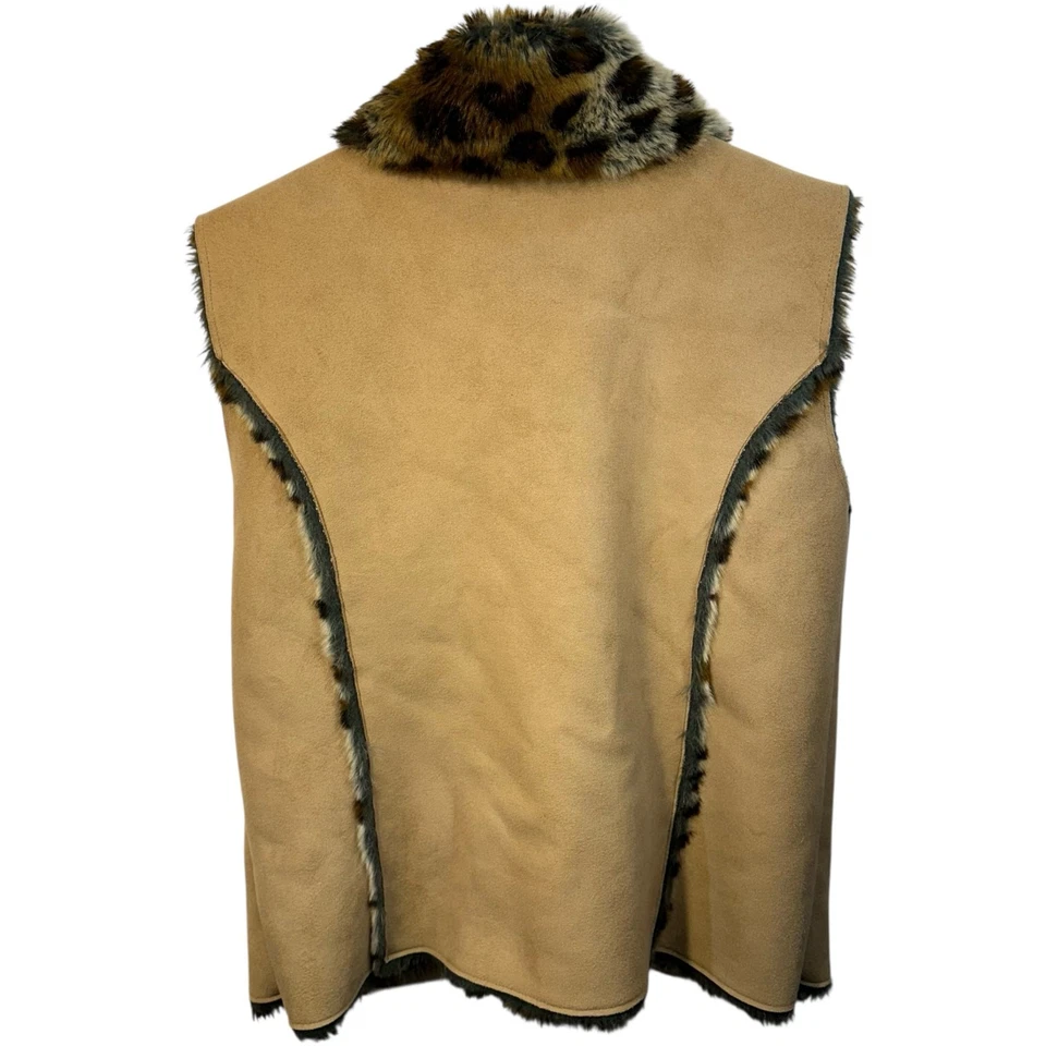 Chaleco de gamuza Lisa International para mujer XL estampado de leopardo piel sintética vaquera occidental Foto 2 de 4