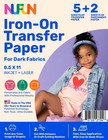 NuFun Activities Printable Iron-on Heat Transfer Paper for T Shirts, Dark Fabric