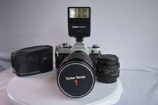 Canon AE-1 Program Film Camera w/50mm f/1.8 & 70-210mm Vivitar Lens WORKS