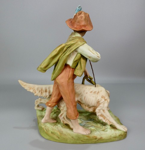 Rare Royal Dux Bohemia Large Figurine “Boy Walking Dog” Matt Finish No. 2867 - Picture 5 of 16
