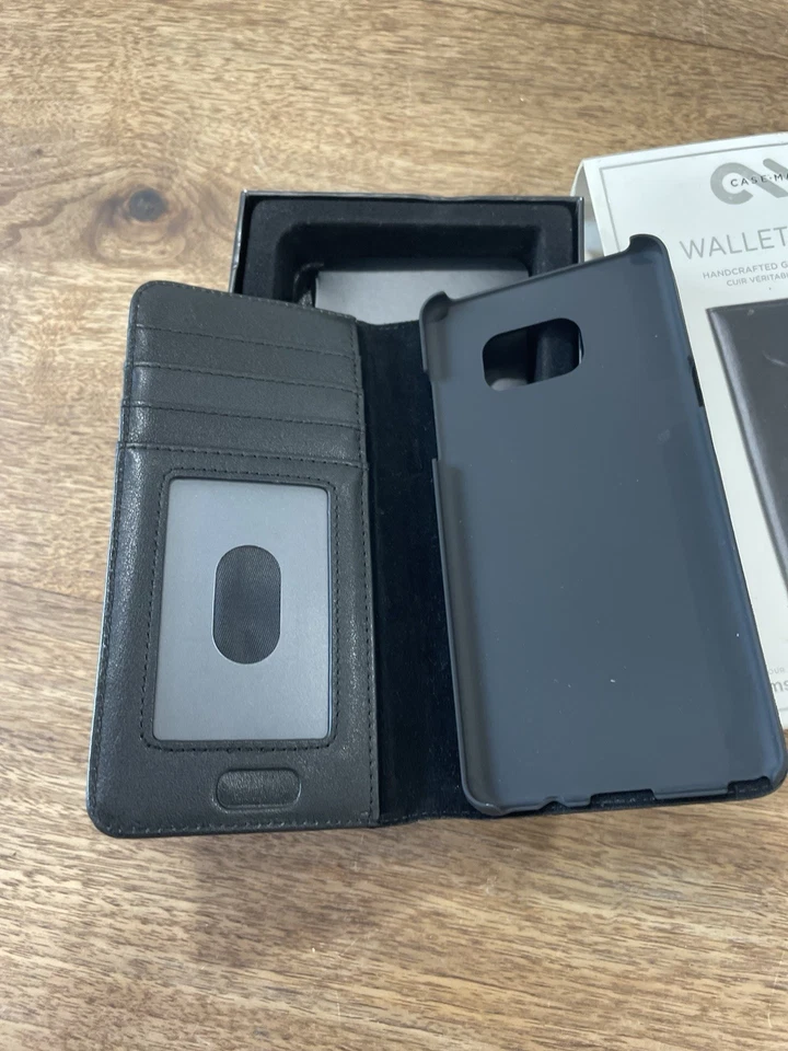 Capa carteira couro preta fina dinheiro cartões VRS® para Samsung Galaxy Note7 - Imagem 2 de 4