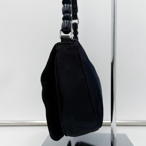 CHRISTIAN DIOR by Galliano Maris Black Pearl Nylon Shoulder Bag Used Japan - Picture 9 of 16