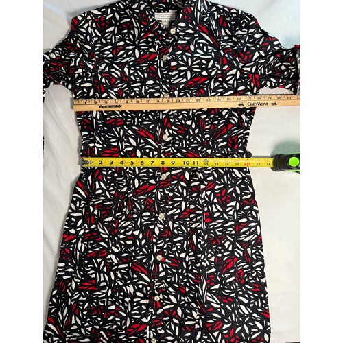 St. John Sport Dress Button Shirt Dress Belted Black White Red SMALL - Picture 11 of 13