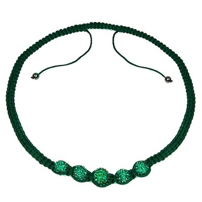 Stunning 12mm Green Micro Pave Crystal Ball Adjustable Necklace (17''-24'')