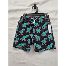 Member's Mark Boys Resort Swim Trunks Black Polyester Dinosaur Casual Size Small