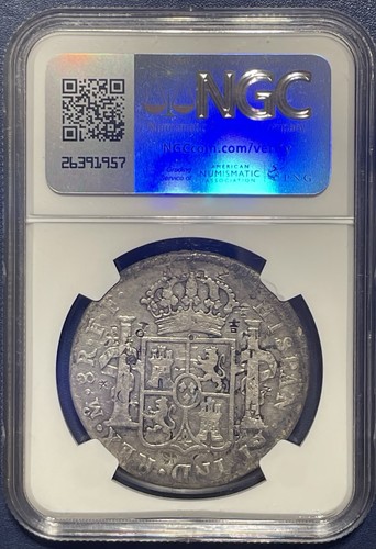1778 MO FF MEXICO CSROLUS III SILVER 8 REALES NGC CHOPMARKED - Picture 2 of 9