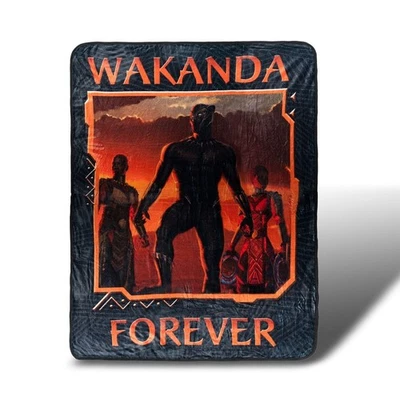 MARVEL Black Panther Wakanda Forever Lightweight Fleece Throw Blanket | 45 x 60 inches