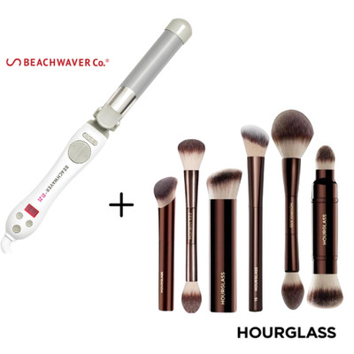 The Beachwaver Co. S1 Dual Voltage Curling Iron + Hourglass 6pcs Makeup Brushes