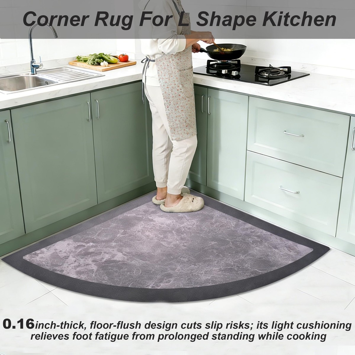 Corner Rug L Shaped Kitchen Mat Non Slip Washable 4mm Rubber 35.5 Corner Rug L Shaped Kitchen Mat Non Slip Washable 4mm Rubber 35.5