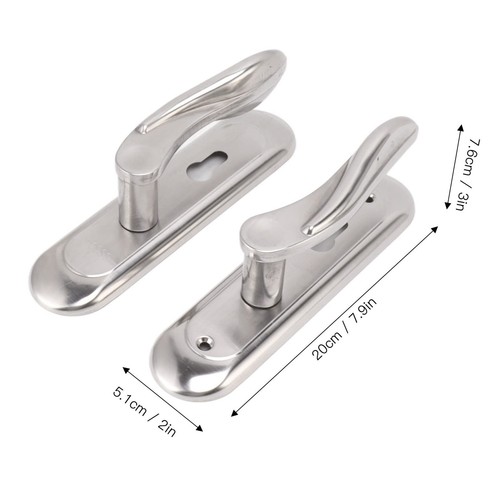 Door Entry Handle Set Front Door Lock Set Security Stainless Steel Plate Door... - Foto 6 di 9