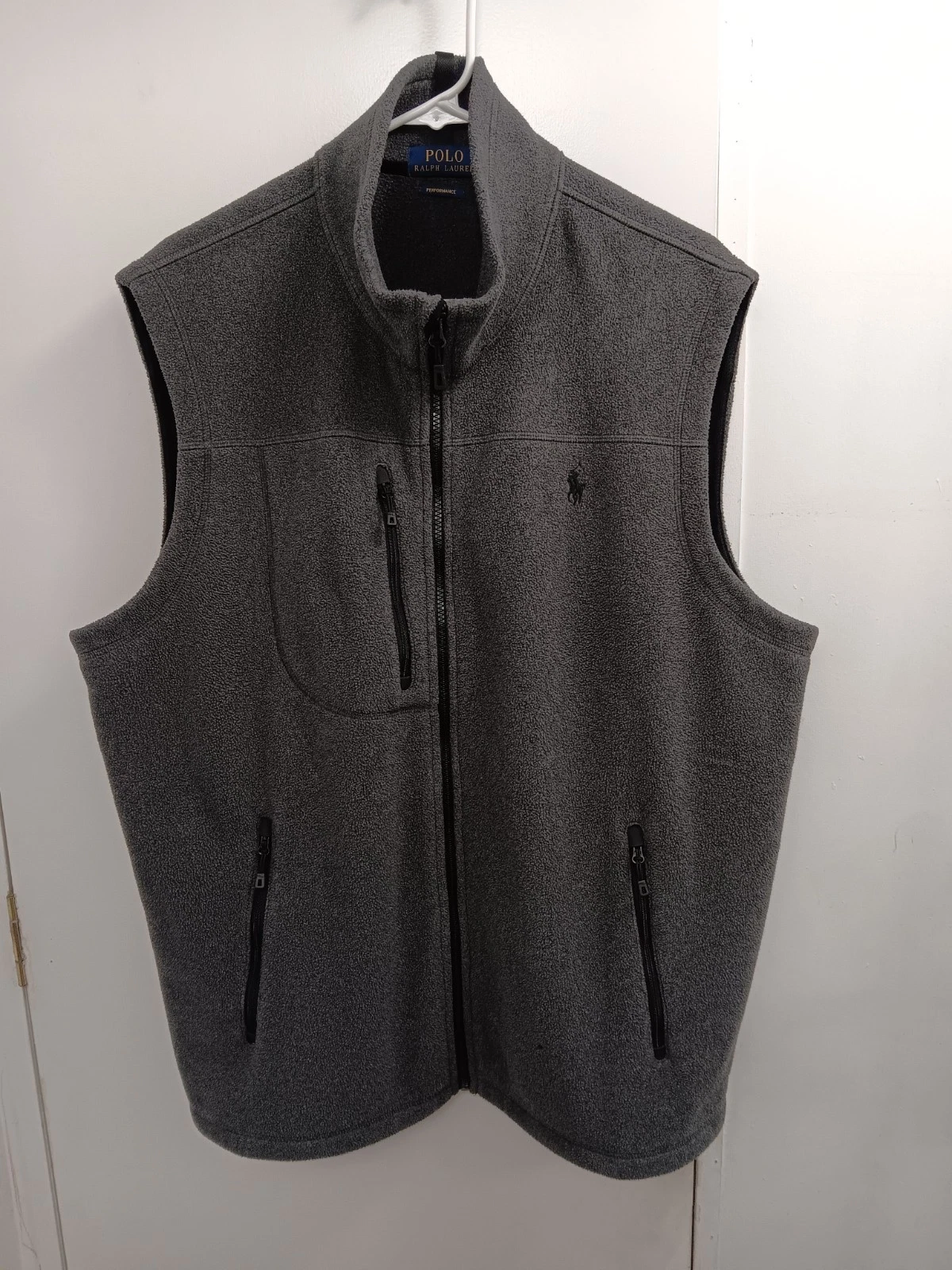 Polo Ralph Lauren Performance Vest Full Zip Fleece Gray Pockets - Men’s XL (READ