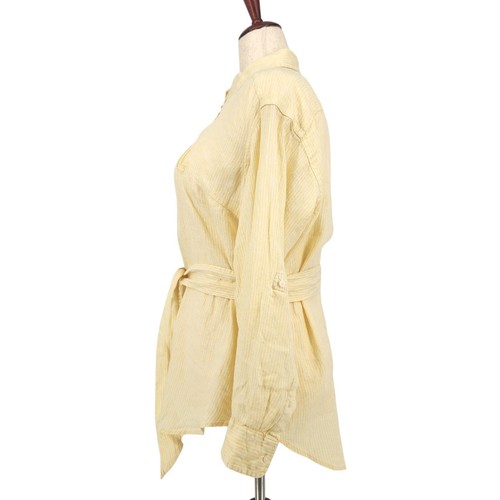 Lauren Ralph Lauren Women Yellow Linen Pinstripe Casual Button Shirt Size 1X - Picture 8 of 10
