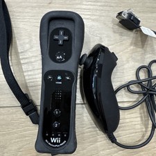 Nintendo Wii Black Motion Plus Remote Controller RVL-036 W/ Nunchuck RVL-004 OEM