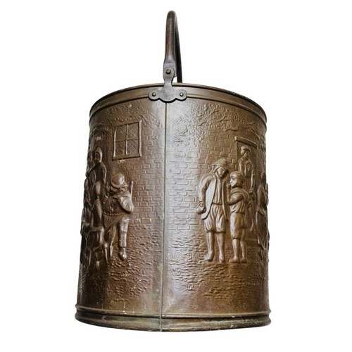 "Cesta de troncos vintage Peerage England grande de 13"" de latón martillado colonial MCM" - Imagen 3 de 13