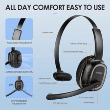 Wireless Headset 40 Play Bluetooth Headphone w/ Mic For Truck Driver PC Phone
