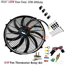 16 3500 Cfm Electric Radiator Fan High Thermostat Wiring Switch Relay Kit