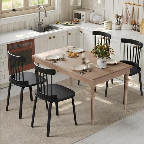 Windsor Dining Chairs Set of 6, Wood Farmhouse Spindle Back, Widen Seat, Mid-... - Picture 8 of 8