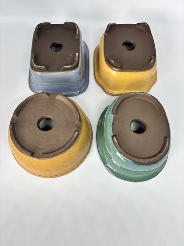 Tokoname Bonsai Vaso in Ceramica Smaltato Set di 4 - Foto 2 di 10