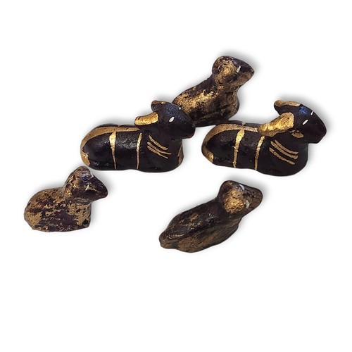 Vintage mexikanische handbemalte schwarz gold Keramik Weihnachtskrippe 14-teiliges Set - Bild 5 von 8