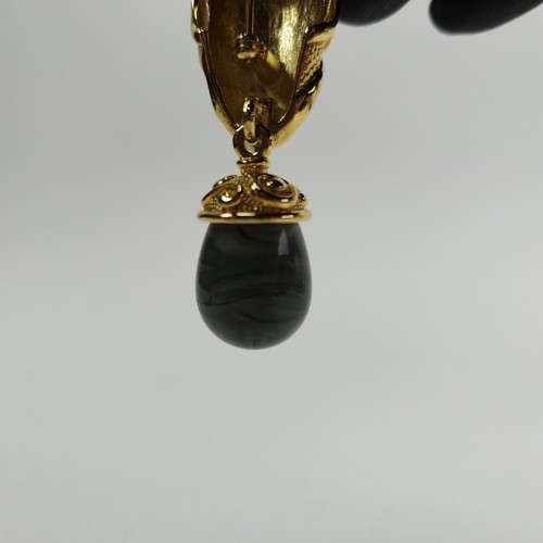Jose Barrera for Avon Gold Tone Scroll Venetian Mist Marbled Drop Lucite Brooch - Picture 11 of 20