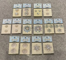 14-Pack Mixed Sewology Sew On Fancy Bling Buttons 7/8” - 1-3/4”  (27 Pieces) NEW