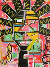 "1999" - Abstract, Pop Art - Acrylic Painting 16x12" on Canvas Paper