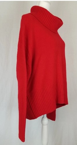 Suéter Rachel Zoe Rojo Capucha Cuello Tortuga Mujer Talla L Cuadrado Gran Tamaño Vacaciones Lana - Imagen 2 de 19