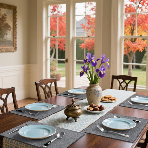 Tücher Tischsets für Esstisch 4er Set, hitzebeständig abwaschbar Baumwolle Leinen - Bild 2 von 12