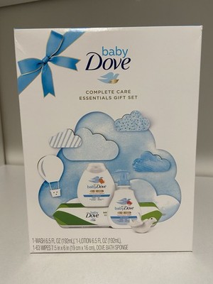 NEW Baby Dove Complete Care Essential Rich Moisture Wipe & Bath Sponge Gift Set