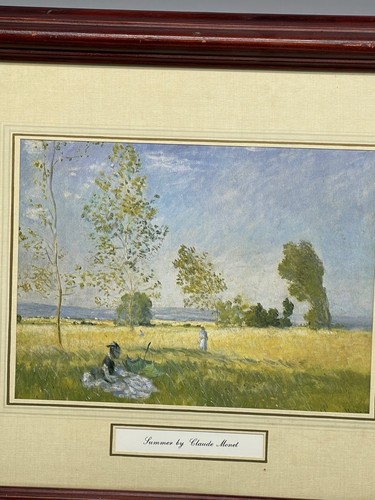 Obra de arte de pared con marco de madera impresión verano por Claude Monet paisaje naturaleza árbol LEER - Imagen 2 de 13