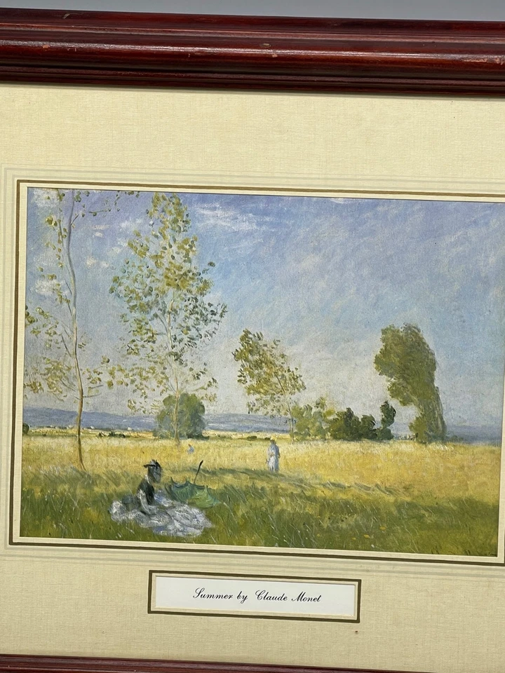 wood framed wall artwork print summer by claude monet landscape nature tree READ - Image 2 of 4
