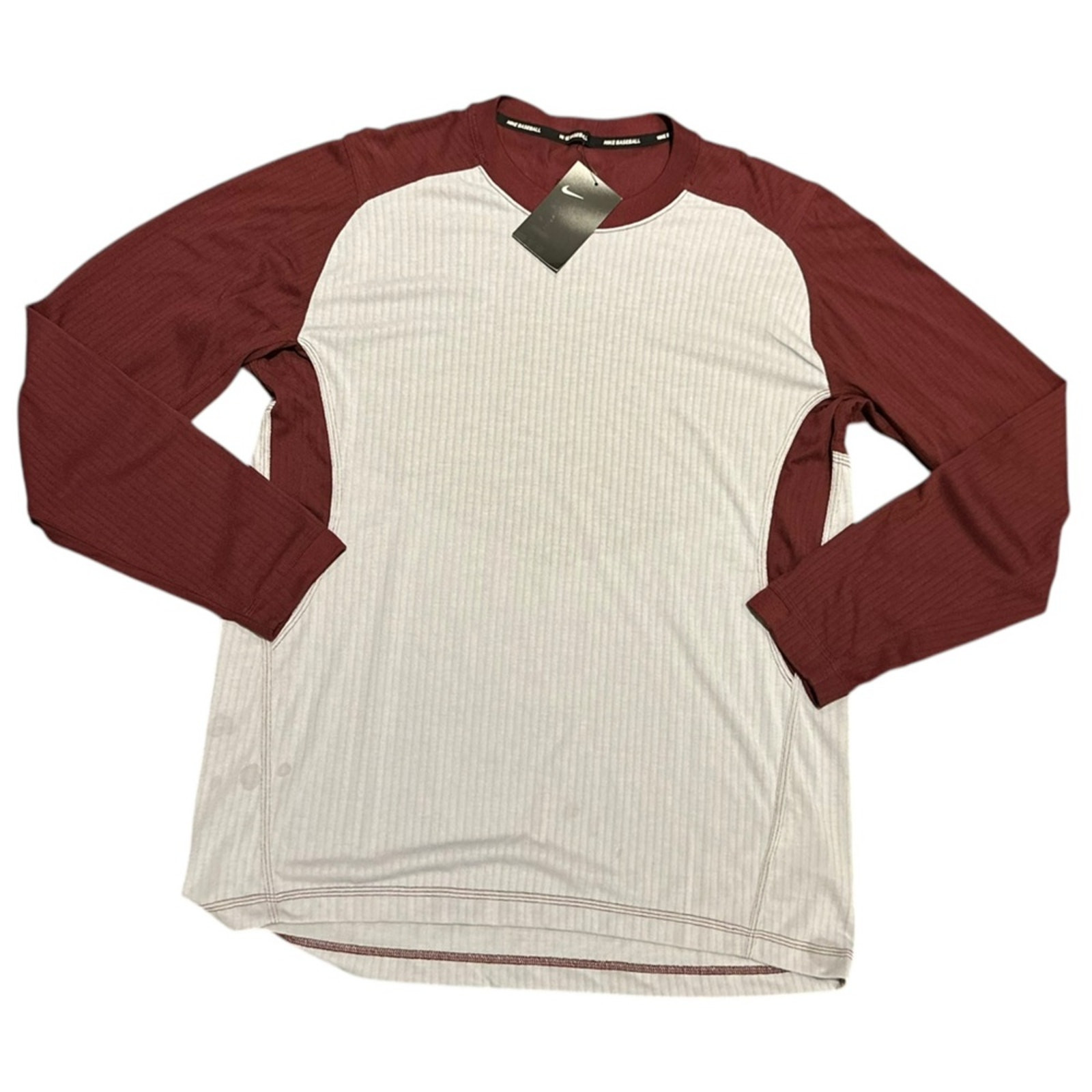 Nike Dri-Fit Men’s XL Baseball Long Sleeve Shirt in Burgundy and Gray NWT