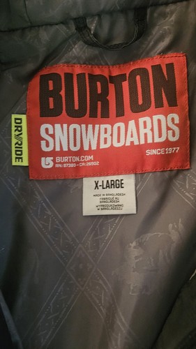 Burton Dry Ride Mens XL Jacket MB Poacher Gray Hooded Snowboard Ski Winter - Picture 4 of 7