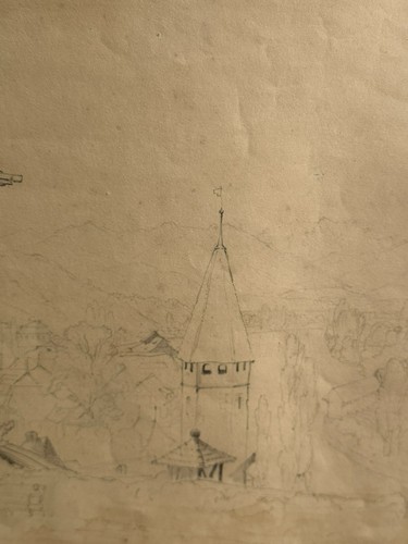 ANTIKE ZEICHNUNG VON 1840 SIGNIERT THUN LANDSCHAFT - Bild 5 von 11