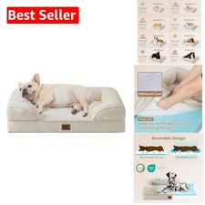 Orthopedic Waterproof Dog Bed for Small Dogs - Memory Foam Comfort with Bolster