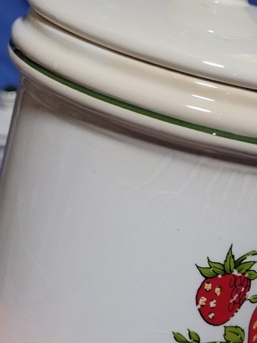 Strawberry Fields Canisters Ceramic 3 PC Set White Red Green Sears Vintage Japan - 第 10/17 張圖片
