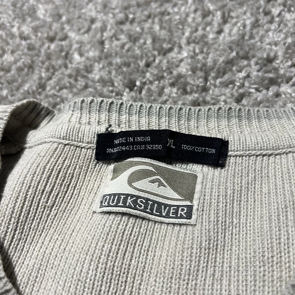 Suéter Pullover Surf Vintage Y2k Quiksilver Para Hombres Crema Rayas XL Tejido Foto 2 de 4