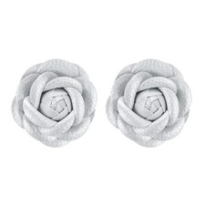 2 dekorative Schuhclips in Rosa, Lederblume f&uuml;r Silberton