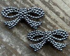 Antique VTG Victorian Hammered Cut Metal Shoe Boot Clips Buckles Made in France