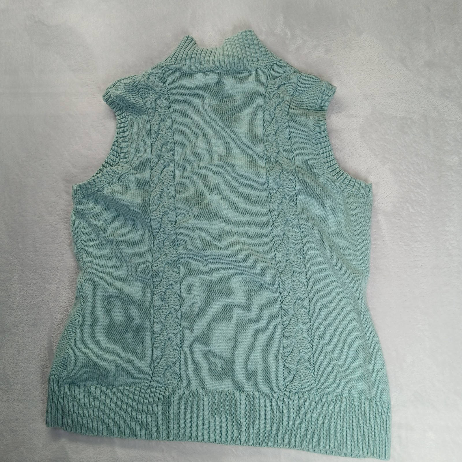 Pendleton Cotton Cable Knit Zip Front Sweater Ves… - image 4