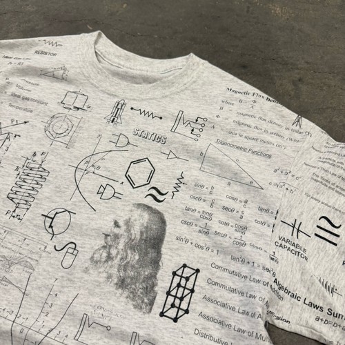 Vintage Y2K All Over Print Equations Science T Shirt Size L - Picture 4 of 6