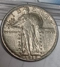 1917 D STANDING LIBERTY QUARTER TYPE 2 AU 
